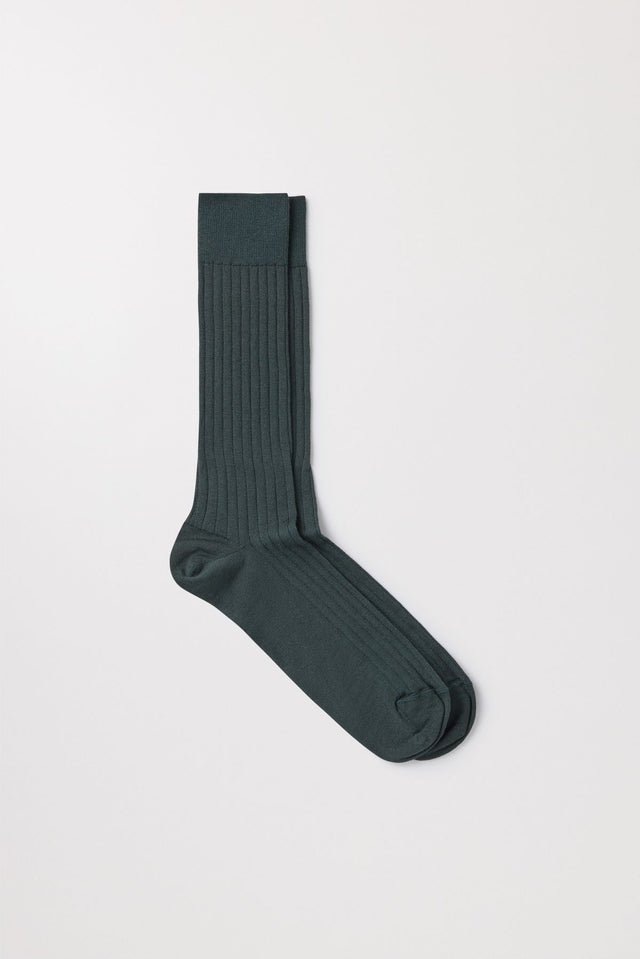 Dark Green Merino Sock Ribbed Italian Wool Asket