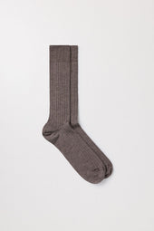 Light Brown Merino Sock Ribbed Italian Wool Asket
