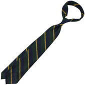 Striped Fina Grenadine Silk Tie Navy Forest
