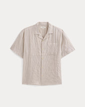 Textured Voile Resort Shirt | Natural Plaid