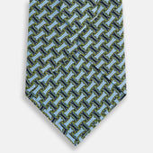Light And Chartreuse Lemon Weave Patterned Silk Tie