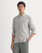 The Classic Shirt in Linen | Agave / Bone