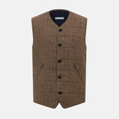 Pine Cone Quilted Linen Herringbone Waistcoat
