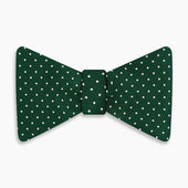 Racing Green And White Spot Silk Bow Tie