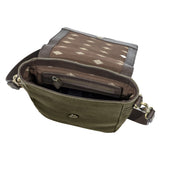 Bandolera Crossbody Bag Leather And Forest Canvas