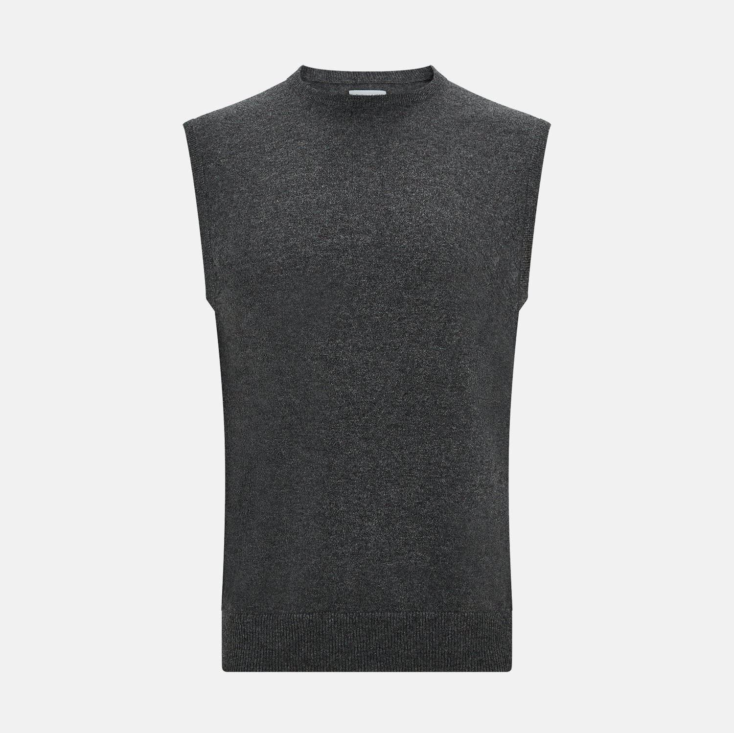 Grey Cashmere Round Neck Vest