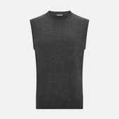 Charcoal Grey Cashmere Round Neck Vest