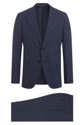 Blue Wool, Silk and Linen Neat Suit