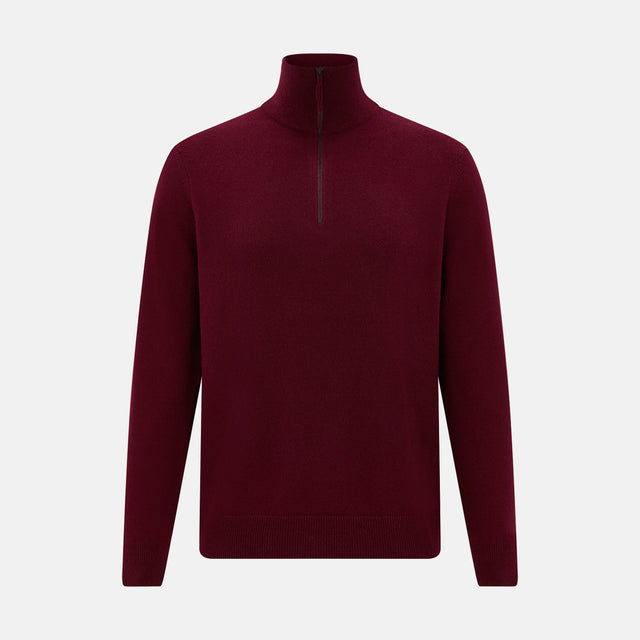 Ruby Red Half-Zip Cashmere Jumper
