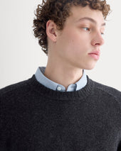 Midweight Cashmere Crew | Heathered Black