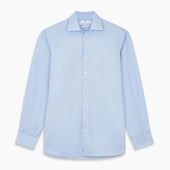 Tailored Fit Pale Cotton Shirt With Kent Collar And Double Cuffs