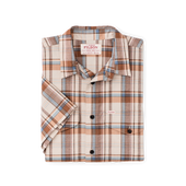 Twin Lakes Short Sleeve Sport Shirt - Beige / Rust Plaid