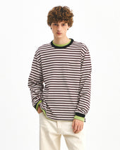 Stripe Pocket L S T Shirts Red