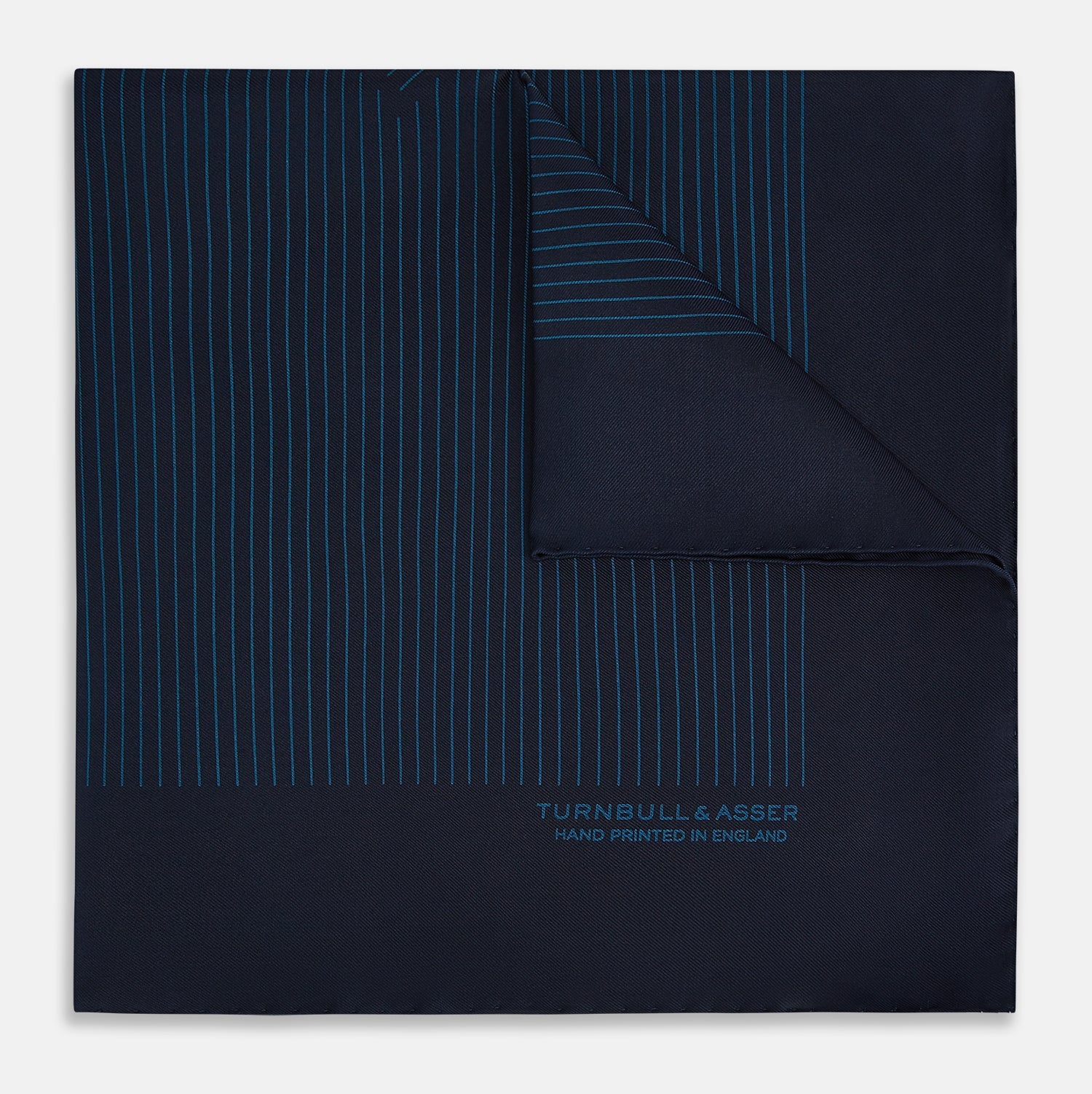 And Blue Stripe Silk Pocket Square
