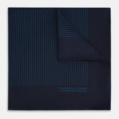 Navy and Blue Stripe Silk Pocket Square