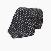 And White Small Spot Printed Silk Tie