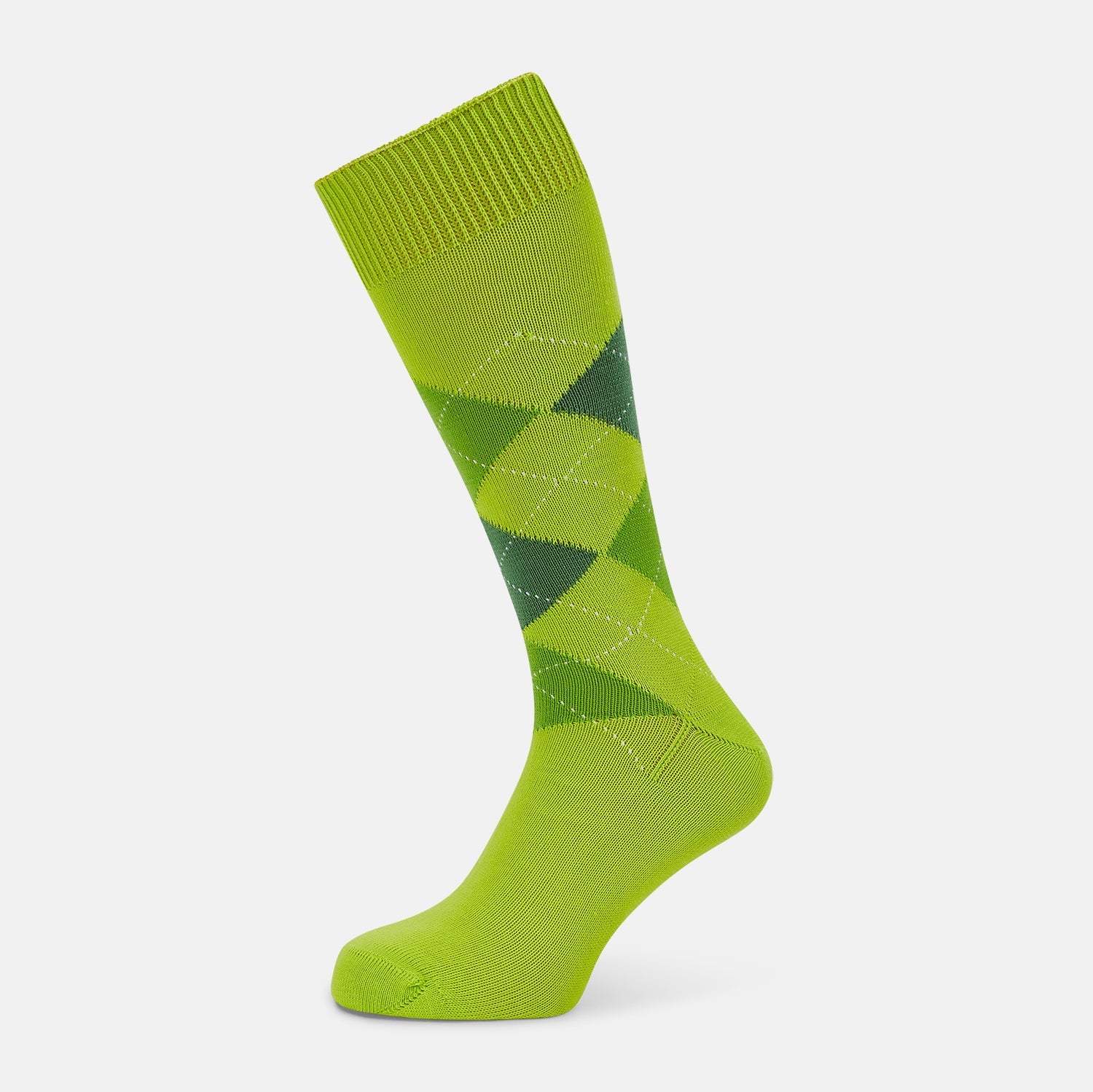 Lime Check Mid Length Socks