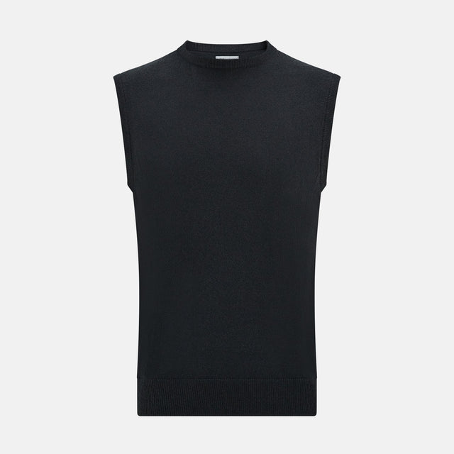 Dark Green Cashmere Round Neck Vest