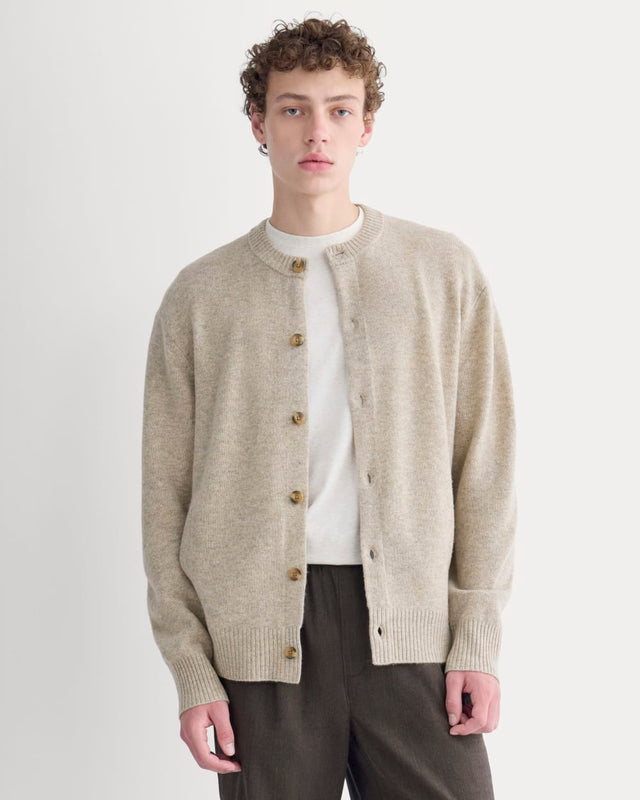 Luxe Merino Crew Cardigan | Heather Gravel
