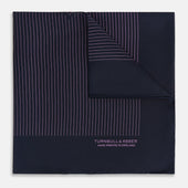 Navy and Purple Stripe Silk Pocket Square