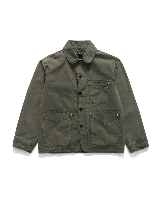 WANDERER CHORE JACKET / OLIVE DYEING LINEN