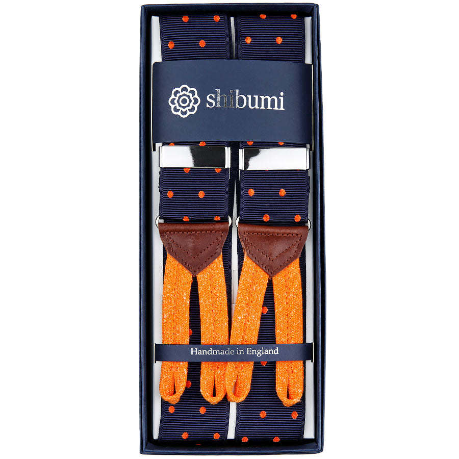 Dotted Barathea Braces Navy