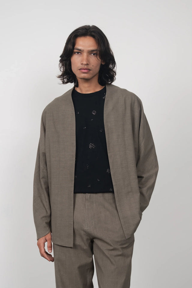 Ash Grey Handspun Textured Shrug