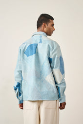 Sky Indigo Cotton Kantha Patchwork Shirt