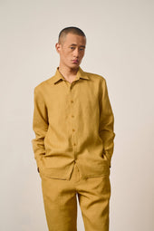 Relaxed Fit Linen Shirt In Yellow