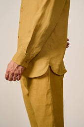 Relaxed Fit Linen Shirt In Yellow