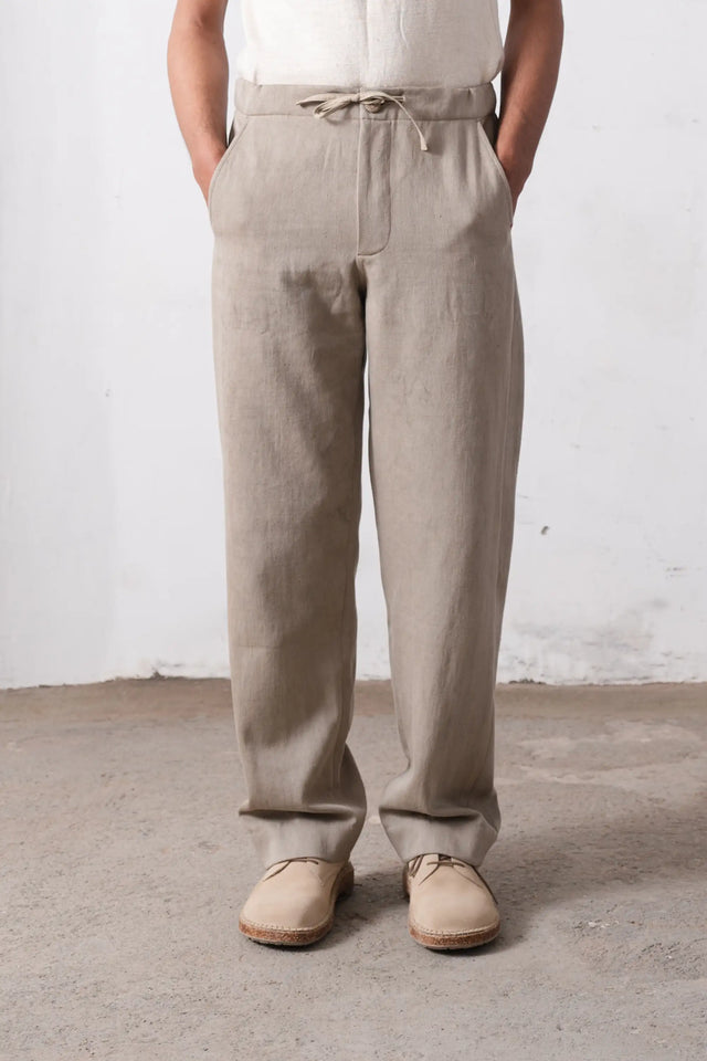 Ash Grey Relaxed Trousers with Drawstring