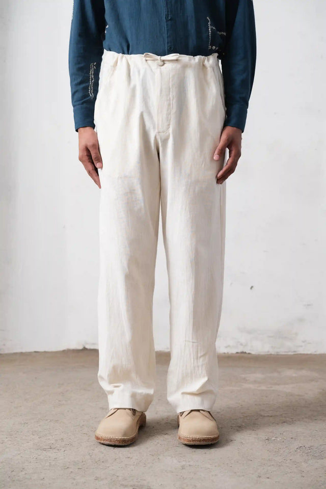Ecru Adjustable Relaxed Pants