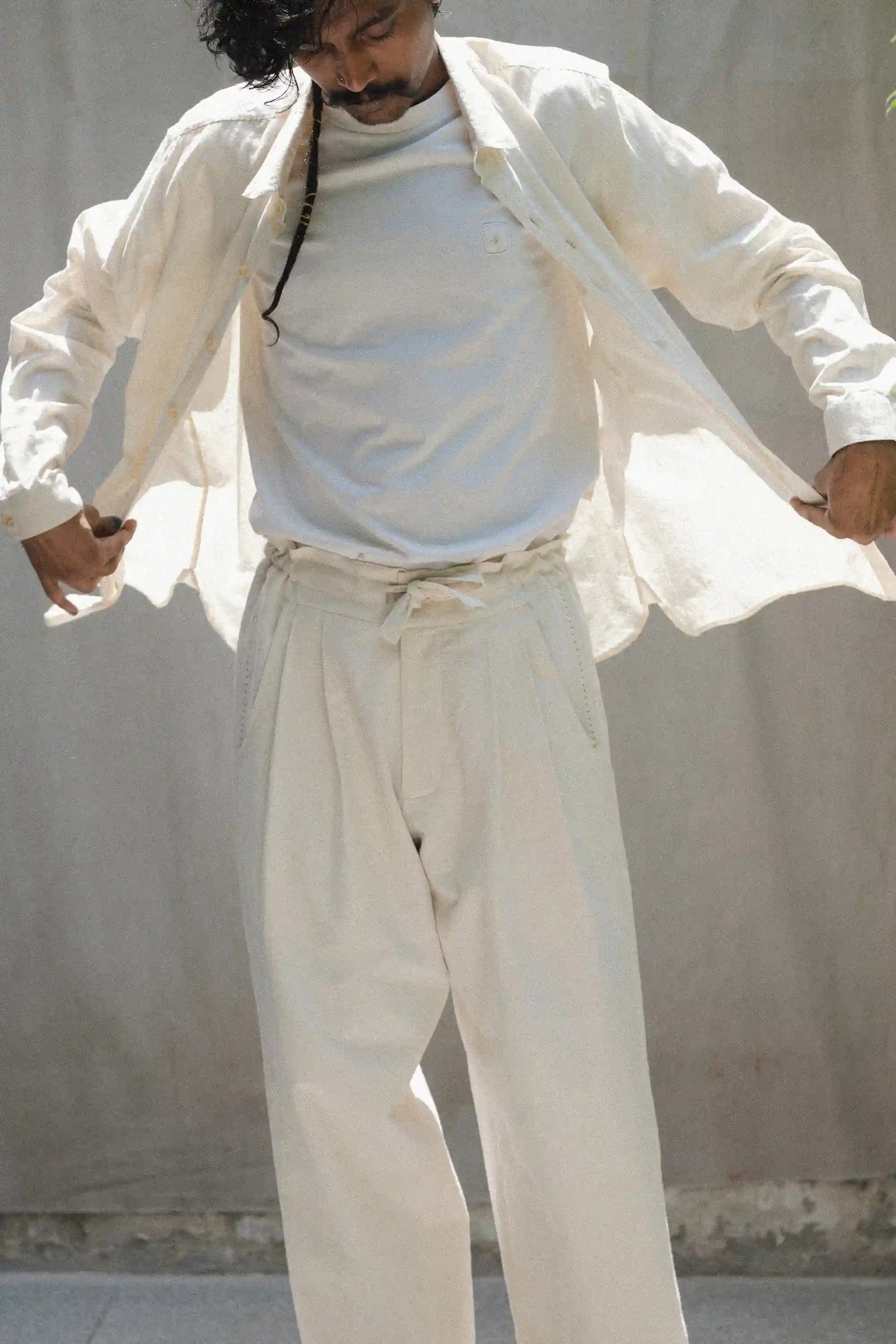 Handspun Cotton Pant in Ecru