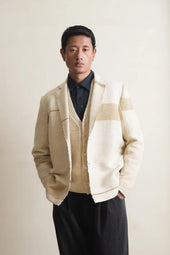 Statement Patchwork Jacket in Ecru