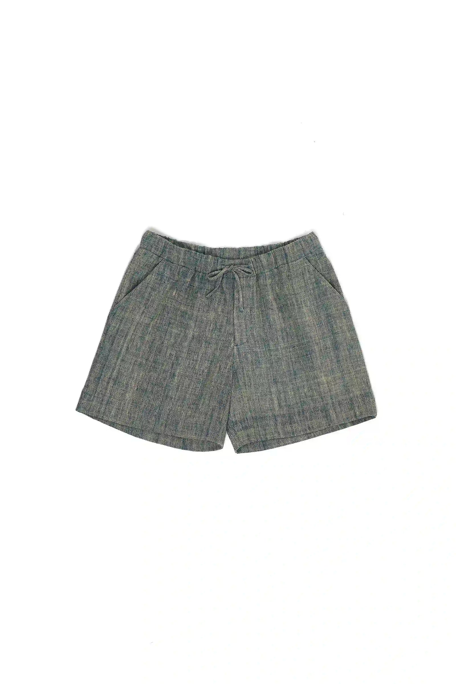 Turquoise Color Hand Woven Shorts