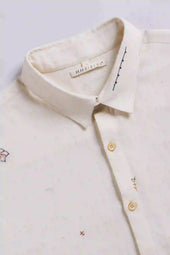 Ecru Embroidered Relaxed Shirt