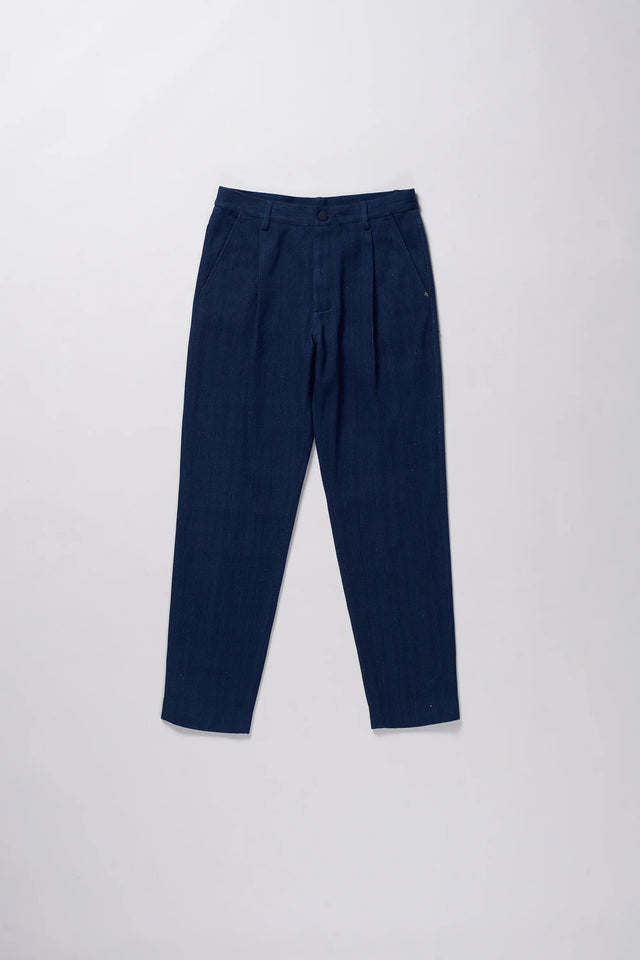 Denim Pleated Trousers