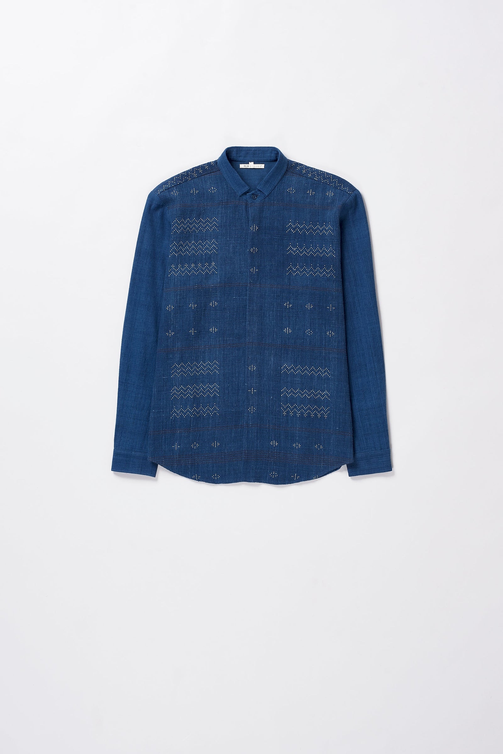 Tangaliya Concealed Placket Shirt in Medium Indigo