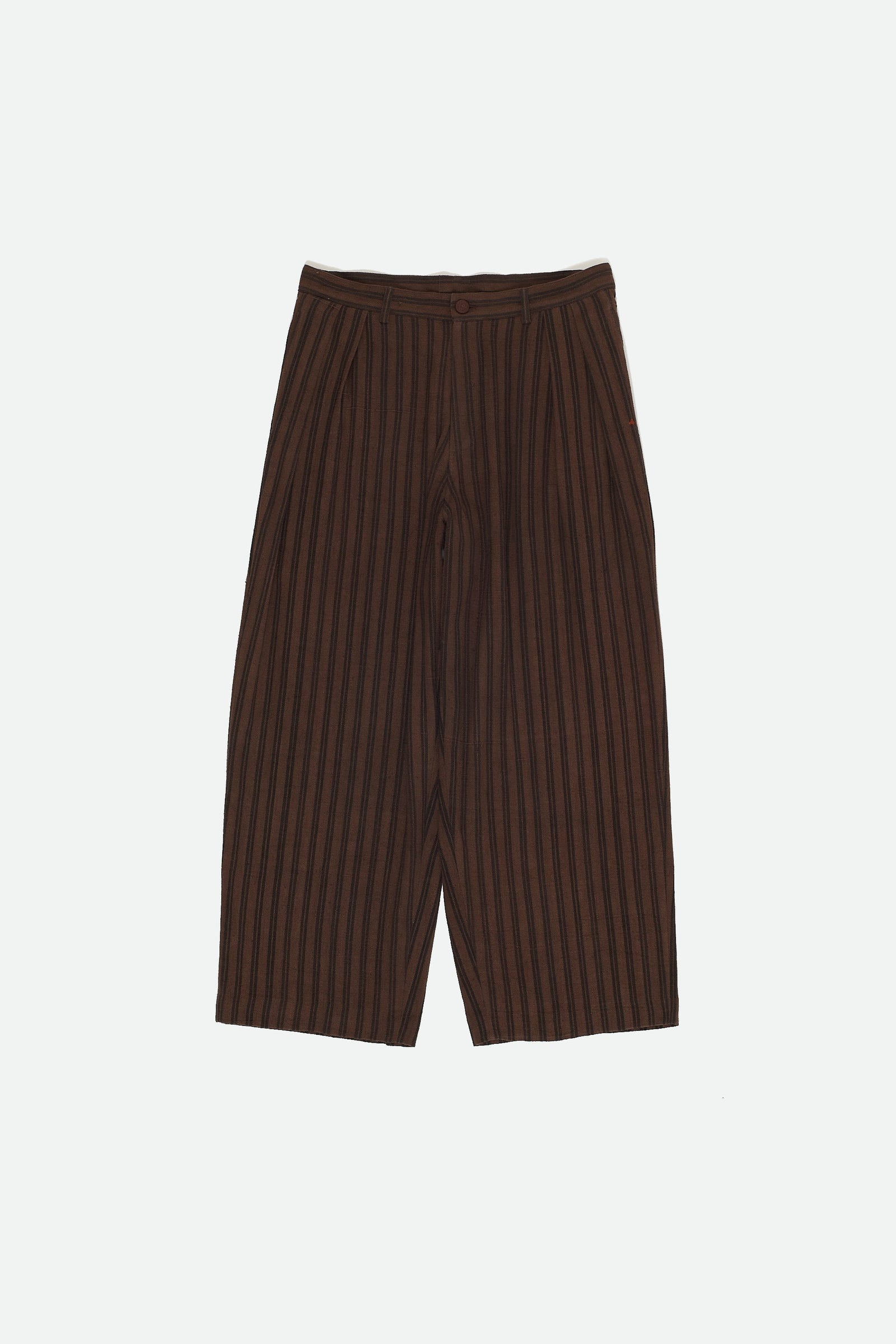 Burnt Umber Yarn Dyed Cotton Pleated Trouser