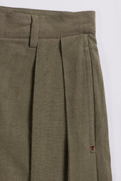 Cotton Pleated Trousers In