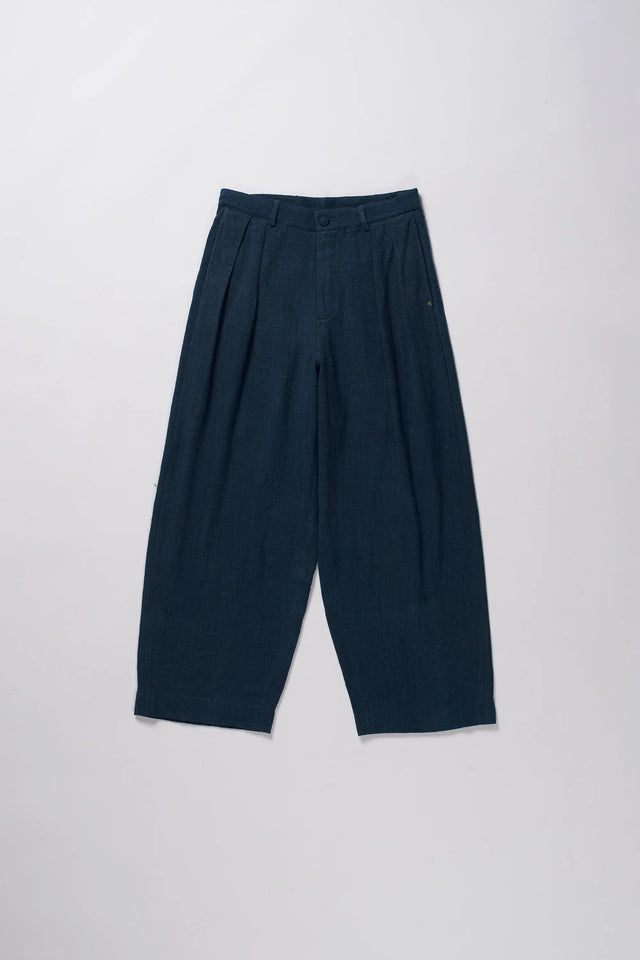Pleated Trousers Cotton Estate Blue