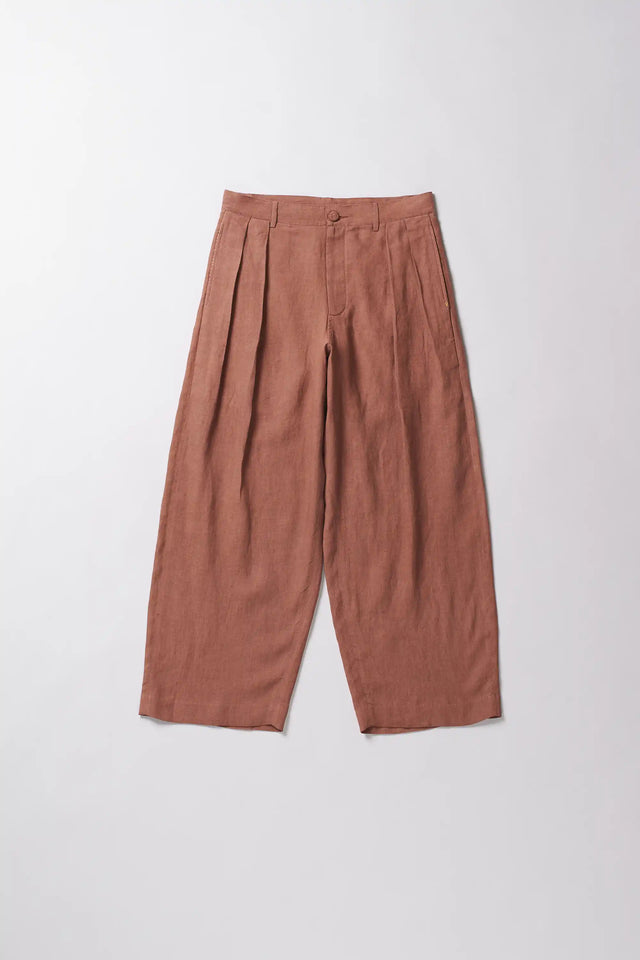 Orange Rust Wide Pleated Pants