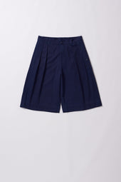 Pleated Denim Shorts