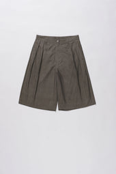 Ash Grey Pleated Shorts