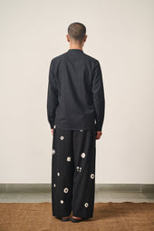 Black Band Collar Shirt