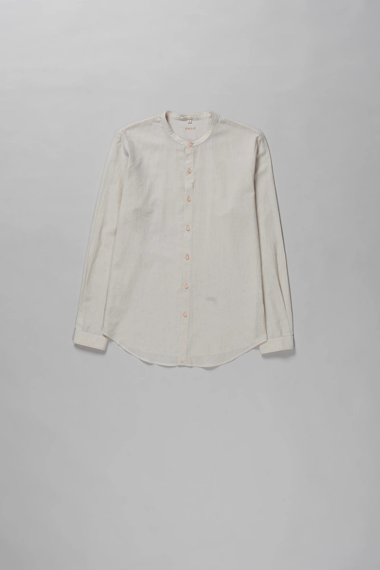 Band Collar Shirt in Ecru