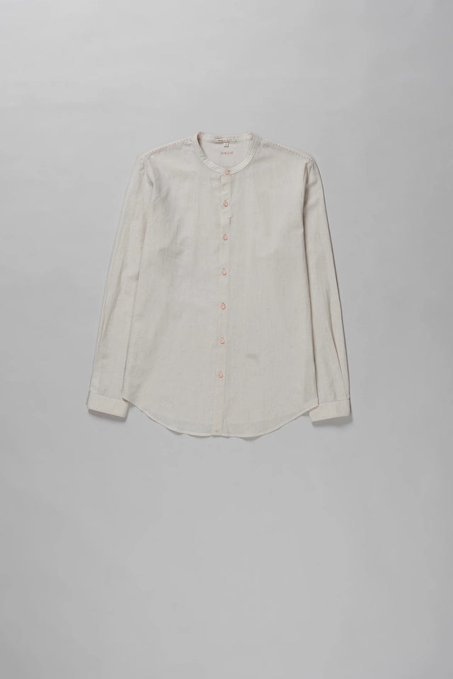 Band Collar Shirt in Ecru