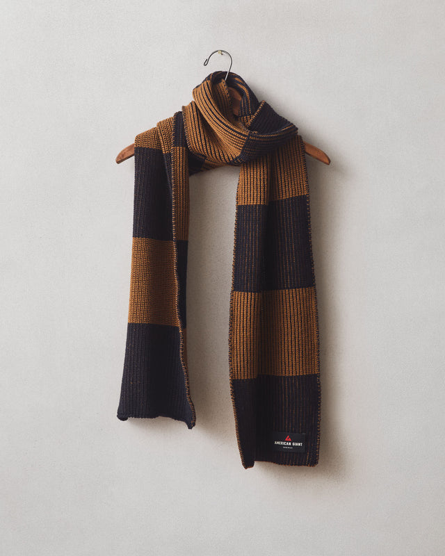 Colorblocked Merino Wool Scarf Navy