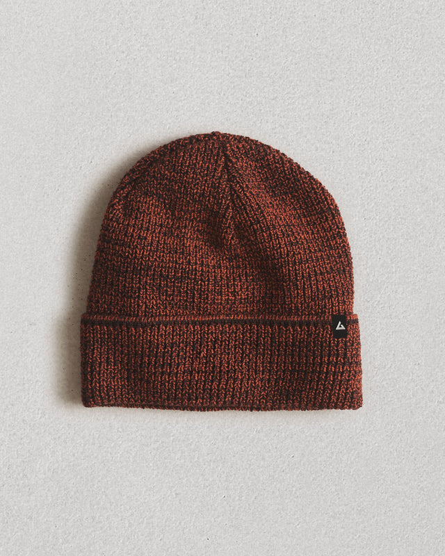 Cuffed Marled Merino Wool Beanie - Marled Rust Black