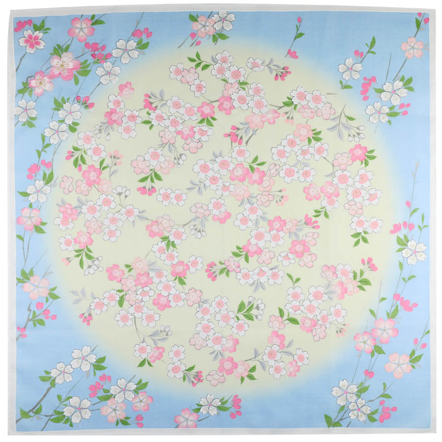 Kimono Motif Cotton Handkerchief Blue